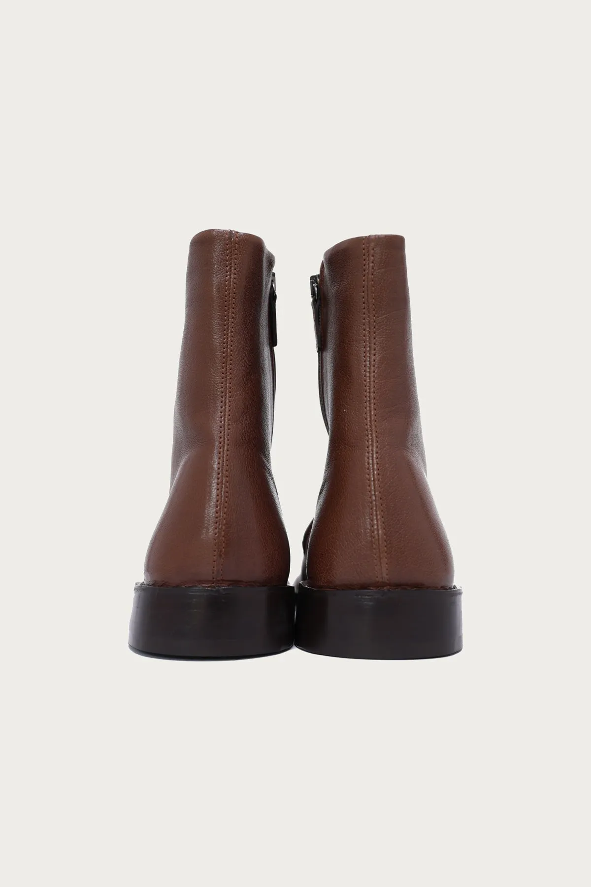 Piped Zipped Boots - Shiitake