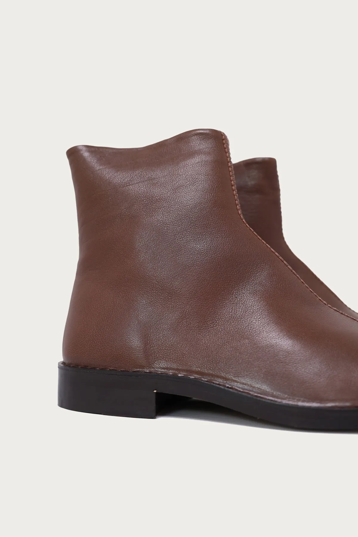 Piped Zipped Boots - Shiitake