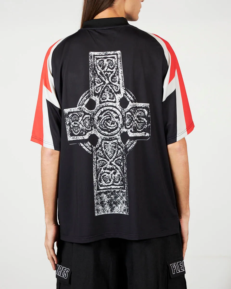 PLEASURES MIND SOCCER JERSEY - BLACK