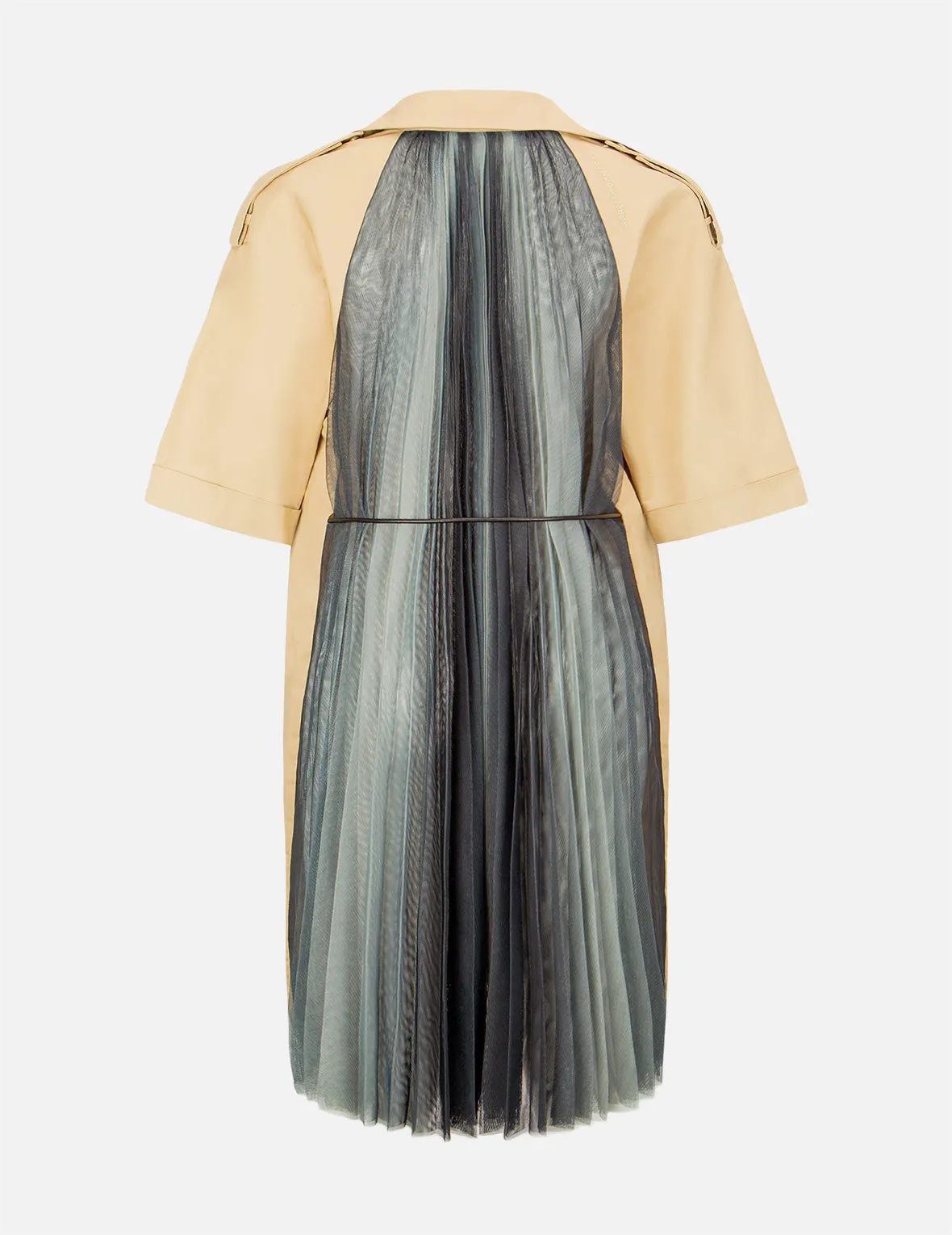 Pleated-Mesh Panelled Trench Jacket