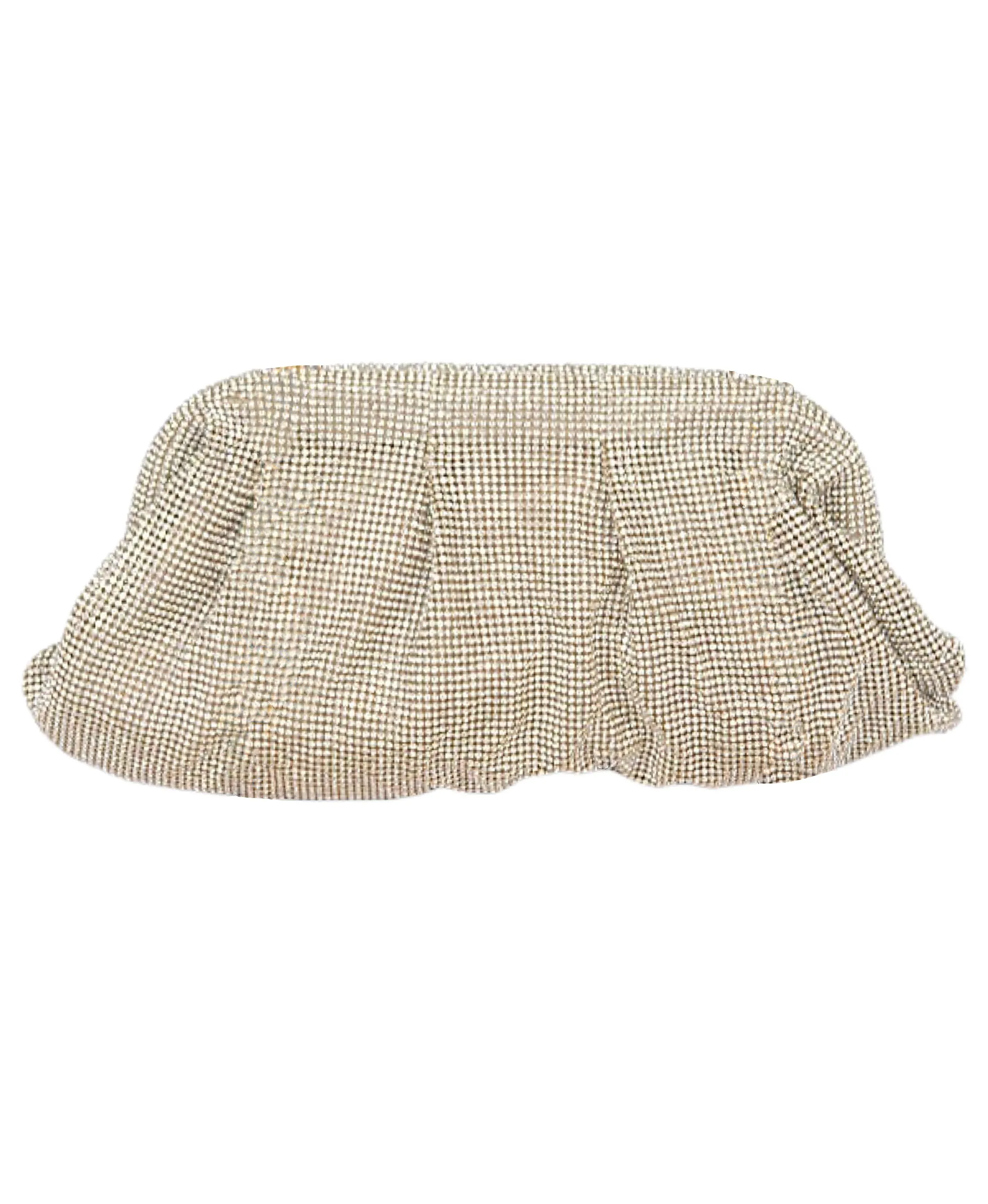 Pleated Rhinestone Clutch Bag