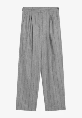 Pleated Stripe Wide-Leg Pants