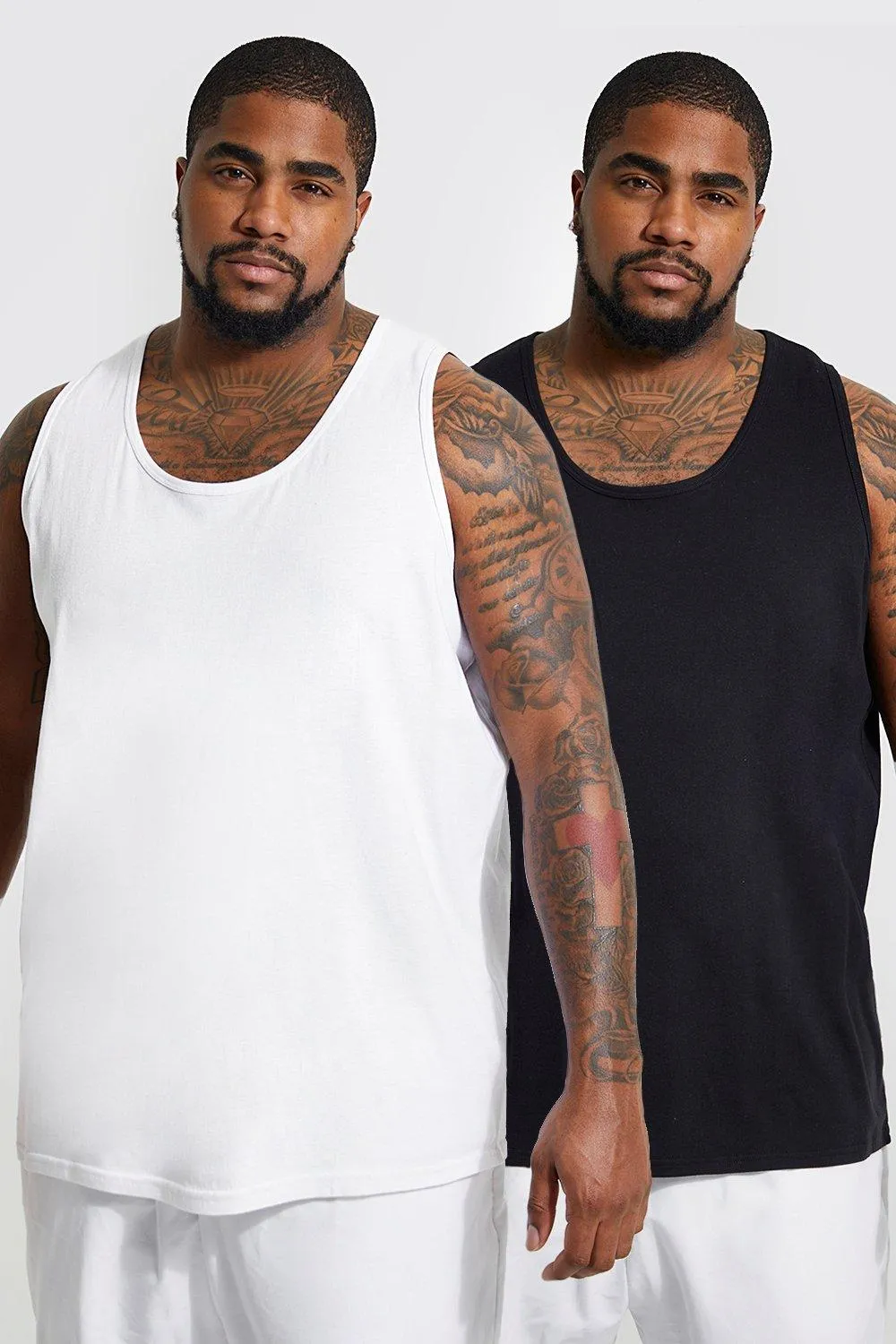 Plus 2 Pack Basic Vest | boohooMAN UK