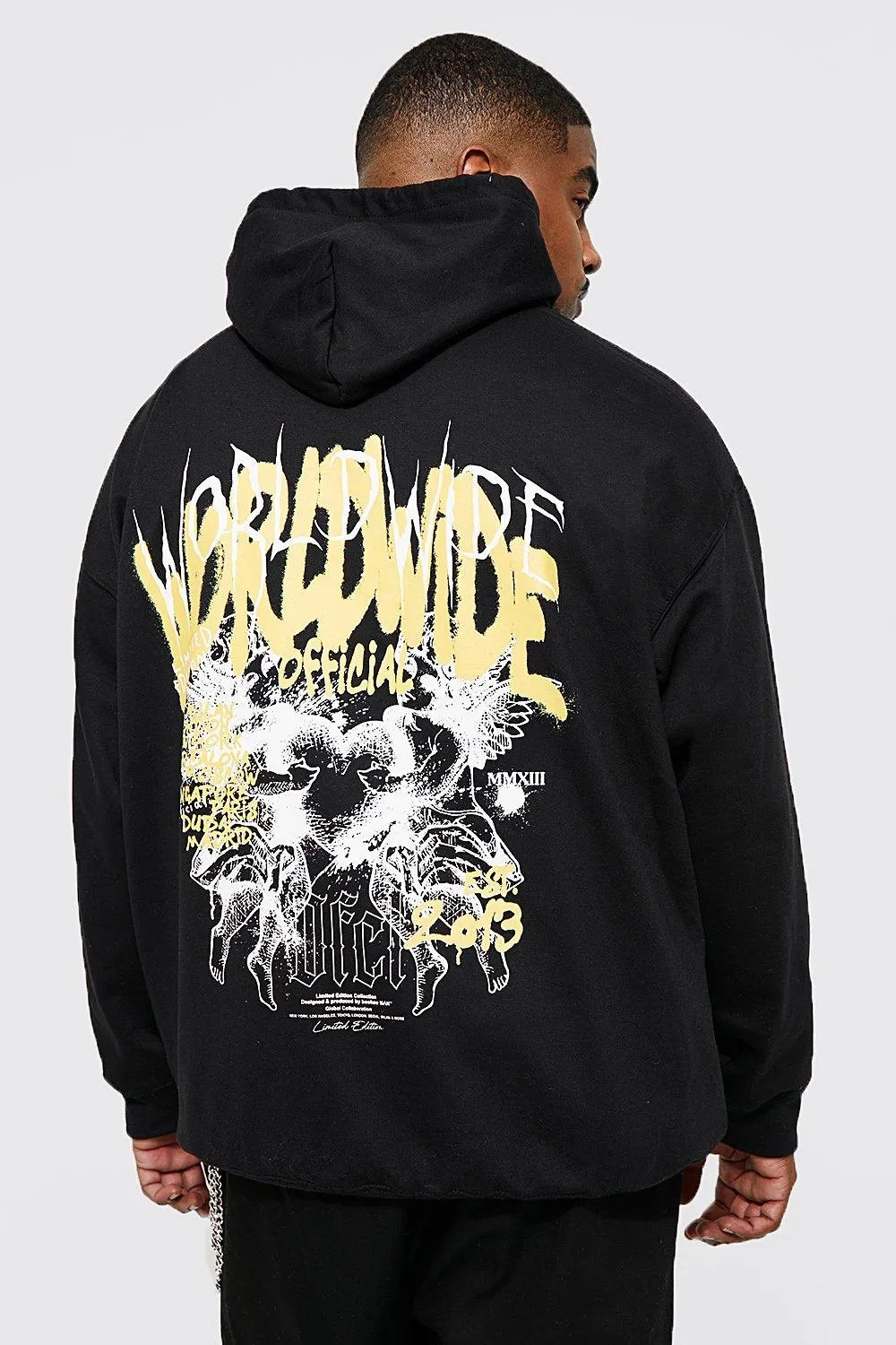 Plus Cherub Graffiti Back Print Hoodie