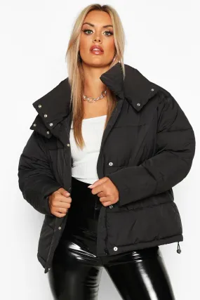 Plus Funnel Neck Puffer Jacket