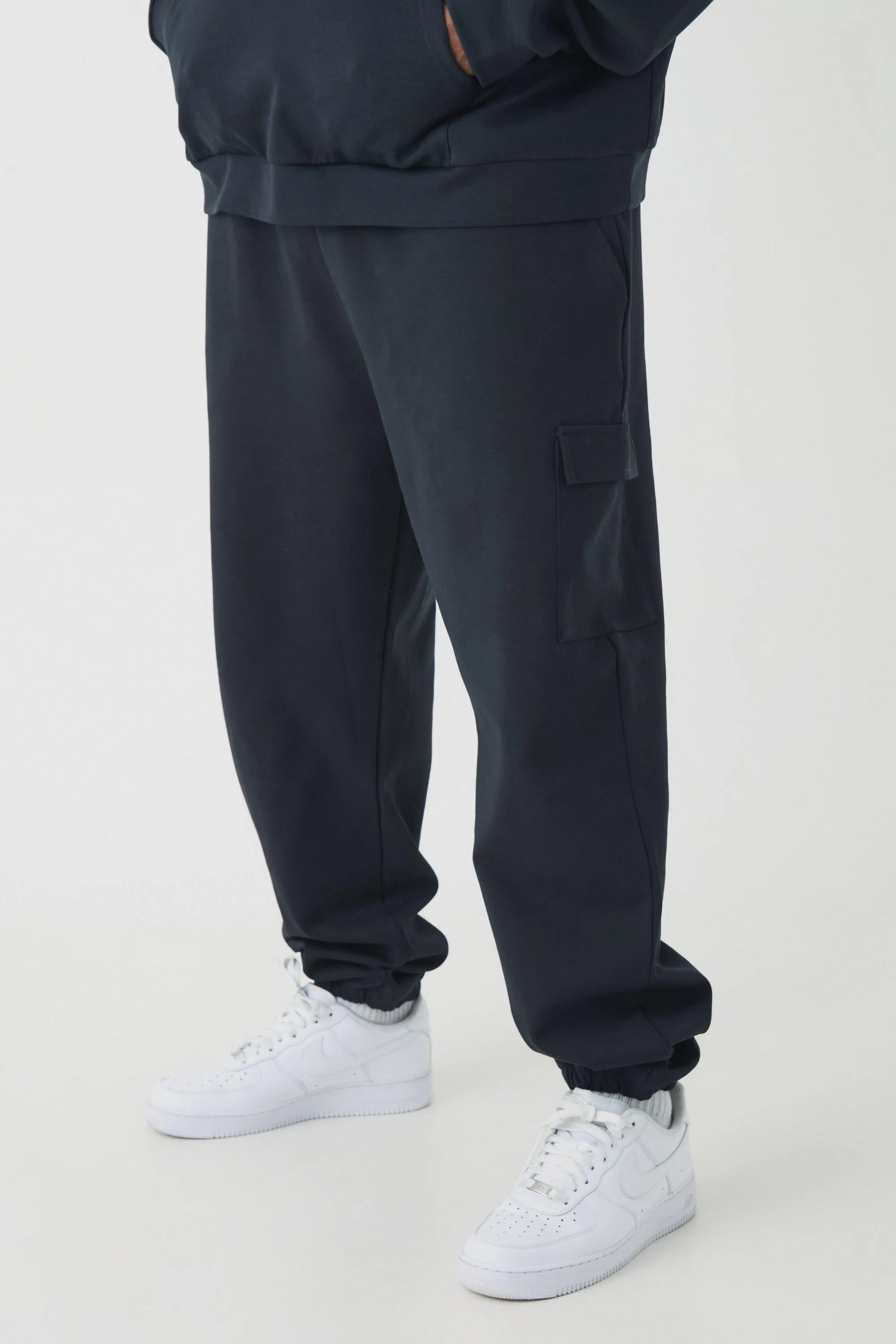 Plus Interlock Slim Fit Smart Cargo Joggers