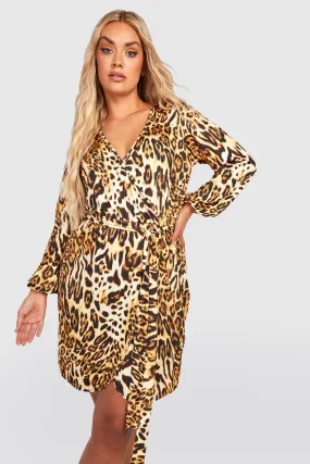 Plus Leopard Slinky Wrap Dress