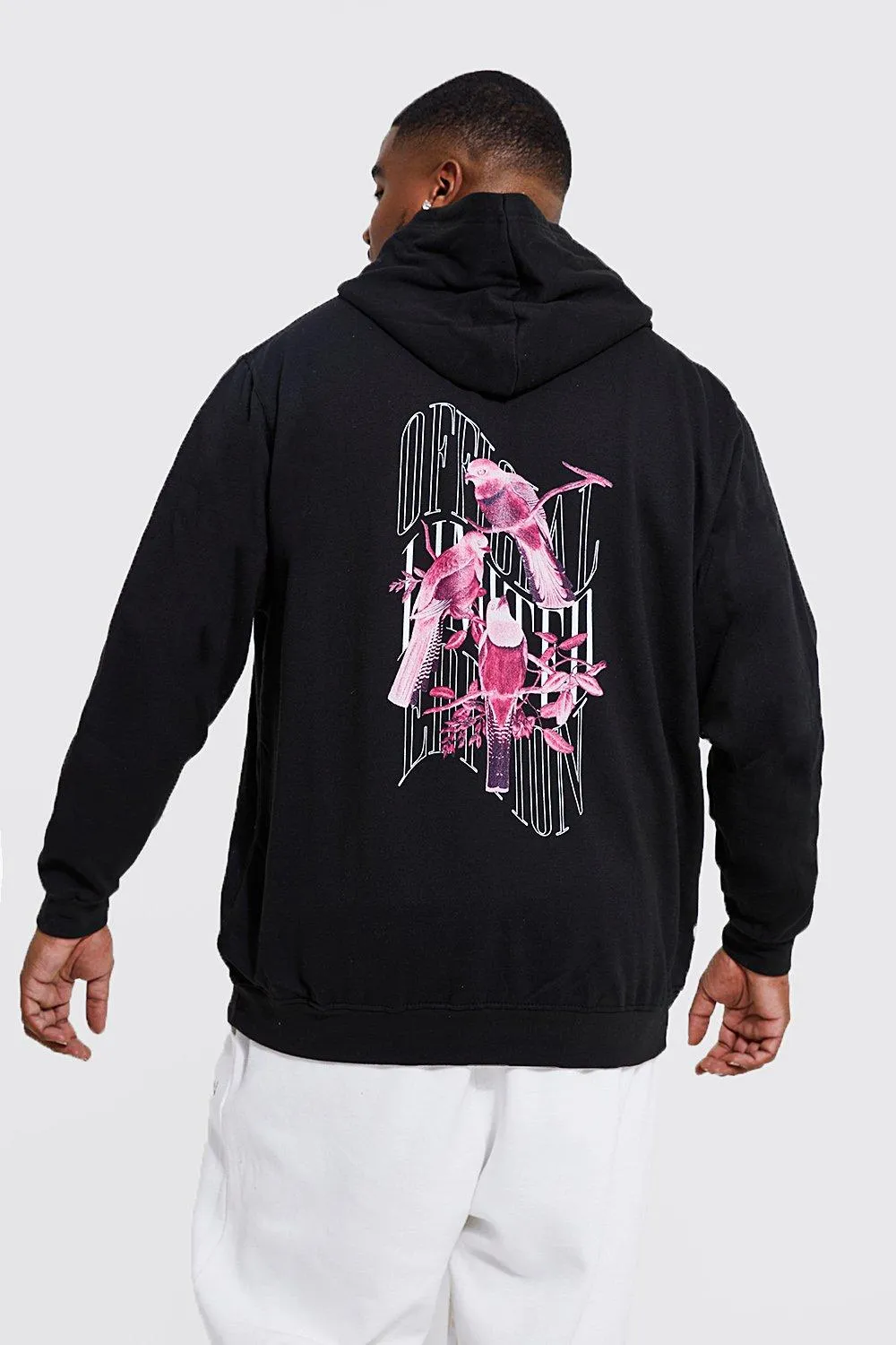 Plus Official Bird Back Print Hoodie