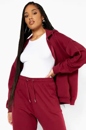 Plus Oversized Zip Through Hoodie