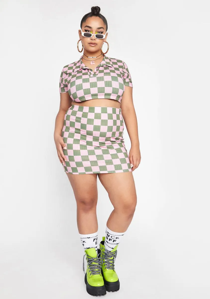 Plus Rib Checkerboard Polo-