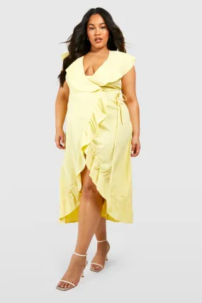 Plus Ruffle Wrap Midi Dress