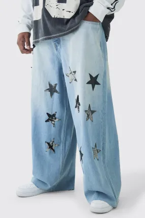 Plus Star Applique Baggy Fit Jeans