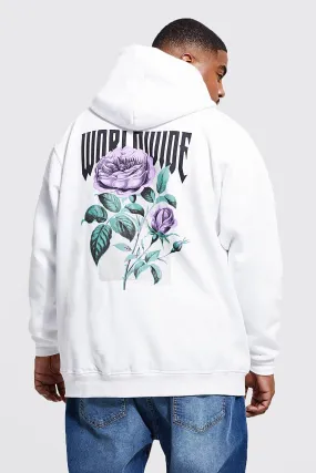 Plus Worldwide Rose Back Print Hoodie