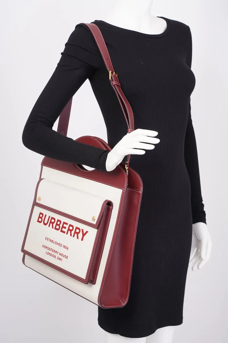 Pocket Bag Beige / Burgundy Canvas Medium