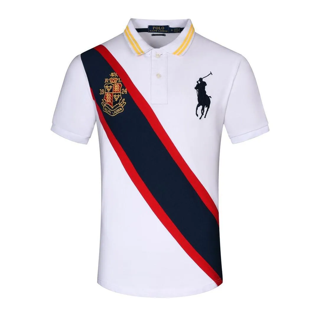 Polo Ralph Lauren Big Pony And Badge Vertical Stripe White Men Polo