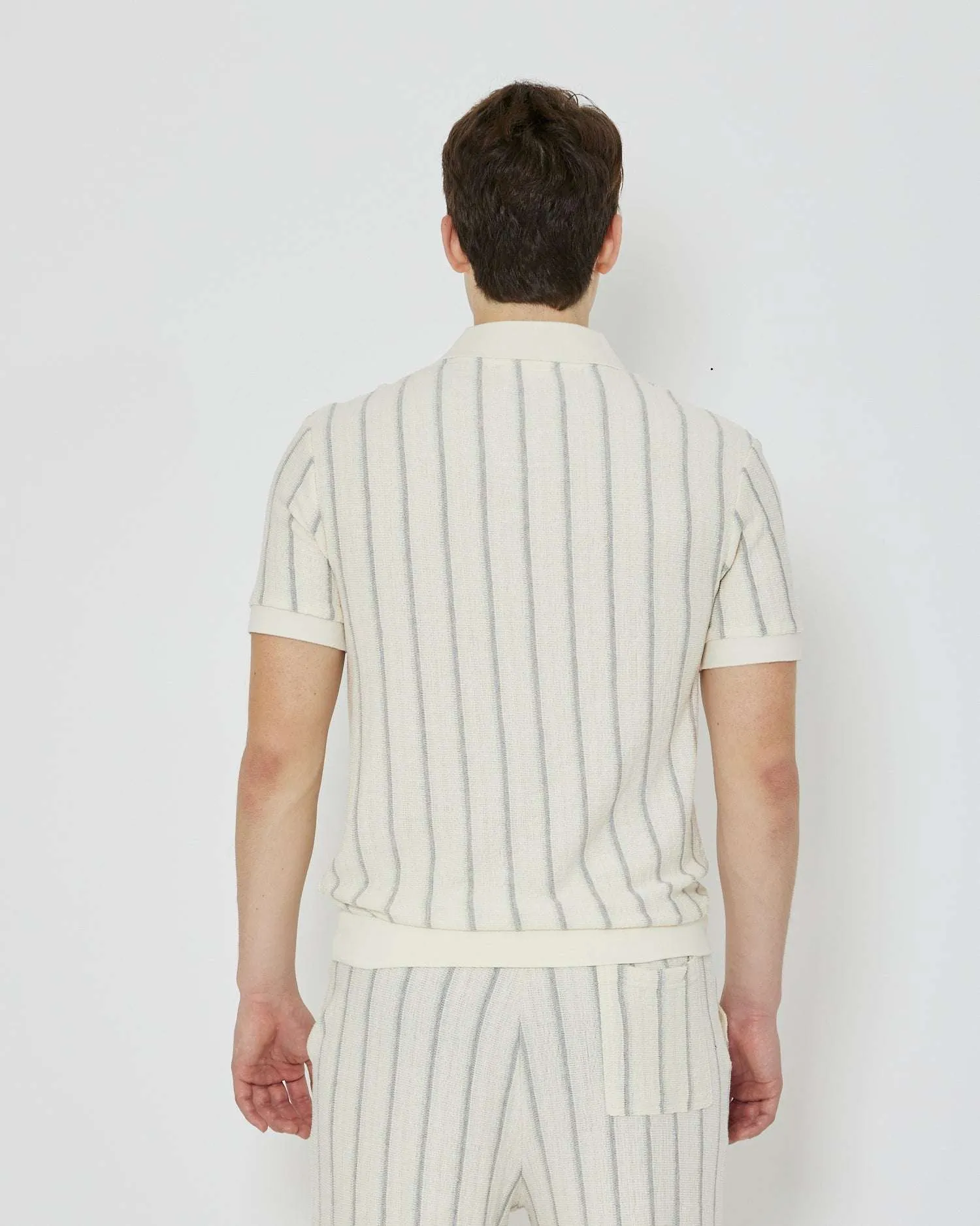 Polo with stripes and V-neck