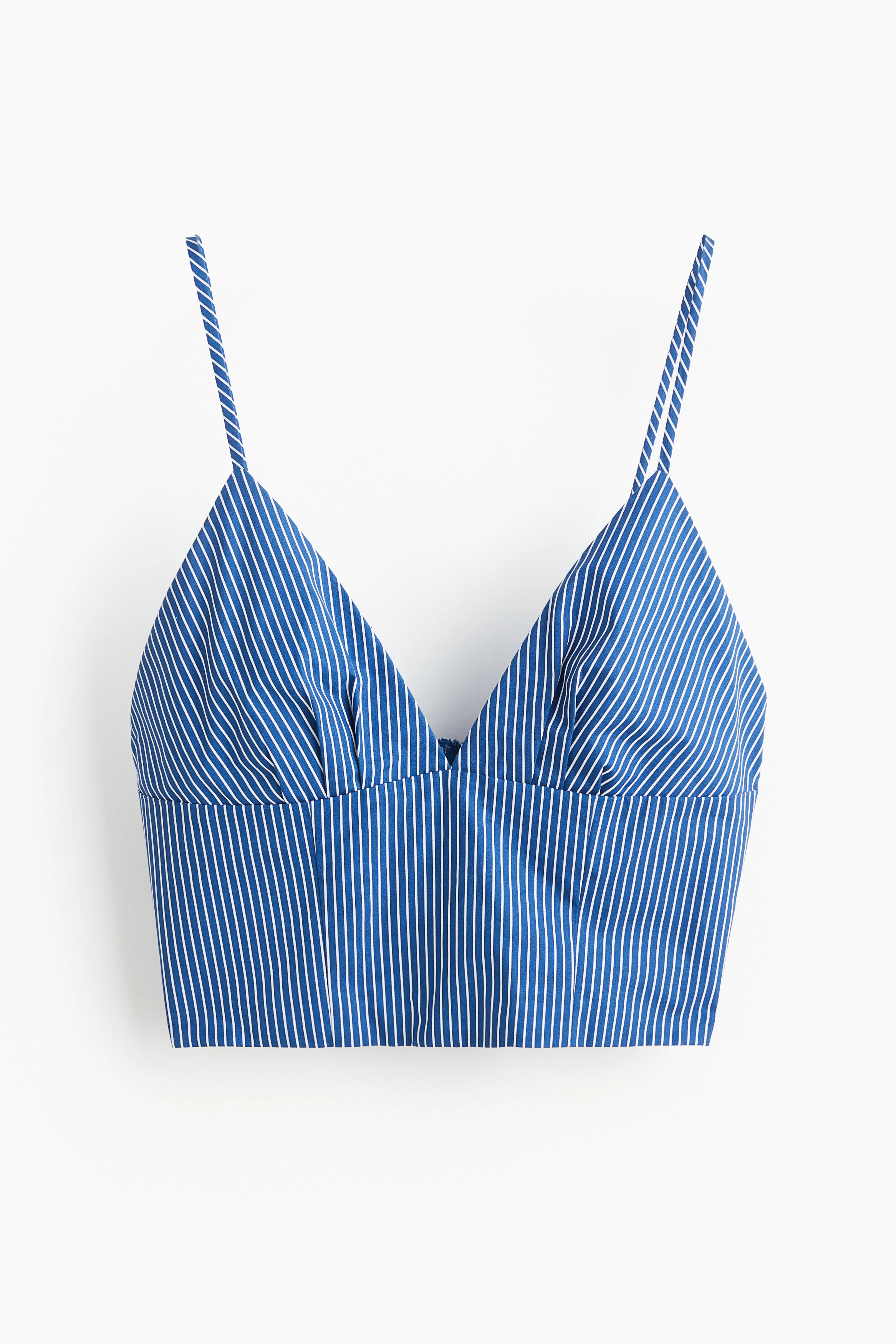 Poplin bralette top - V-neck - Sleeveless - Blue/Striped - Ladies | H&M GB