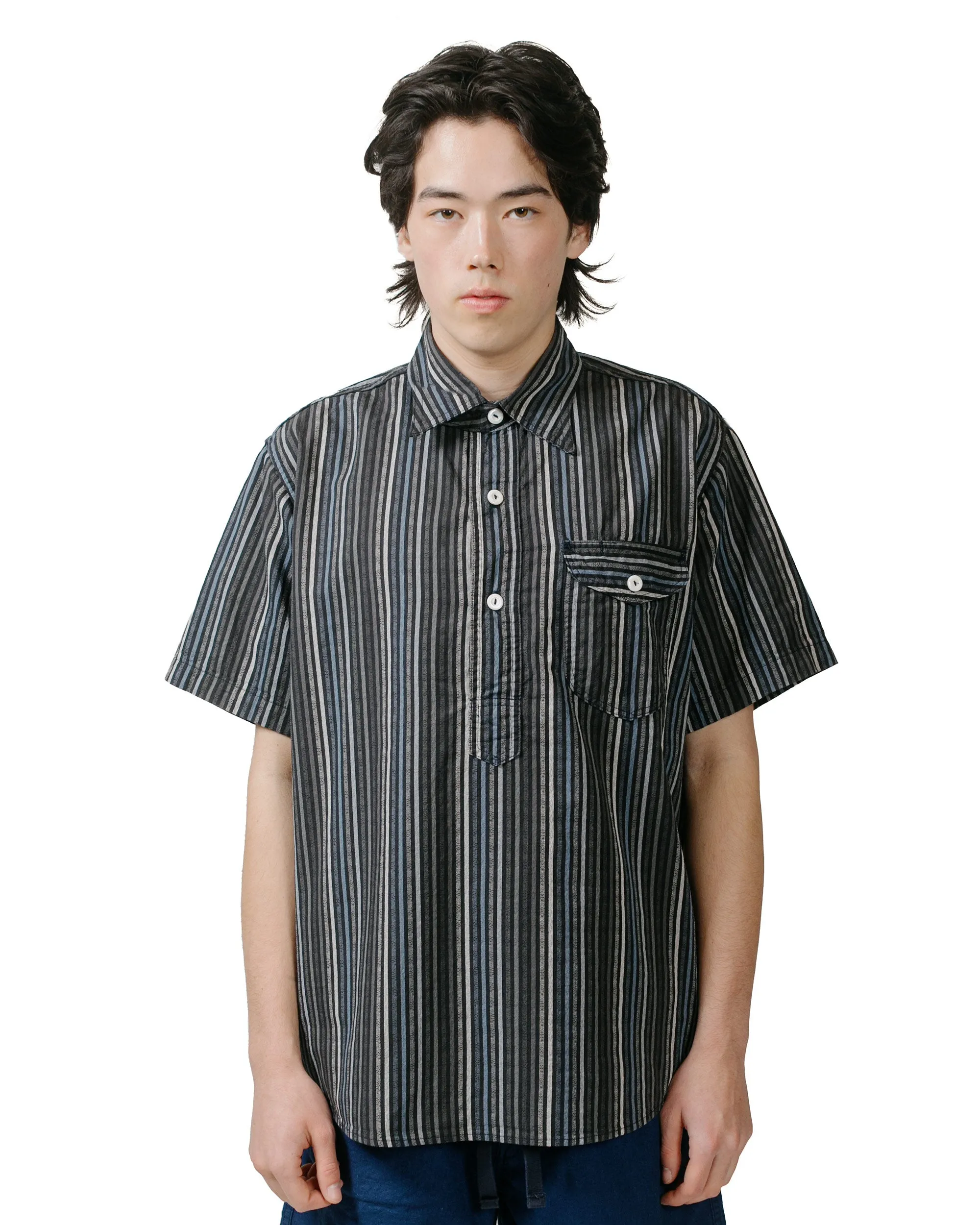 Post O'Alls Pullover Shirt S/S Blue Stripe Blues