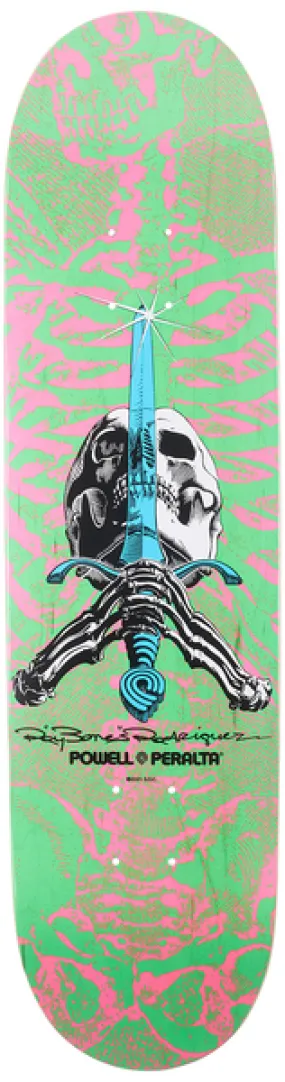 POWELL PERALTA DECK - SKULL & SWORD PINK/GREEN - 8.25