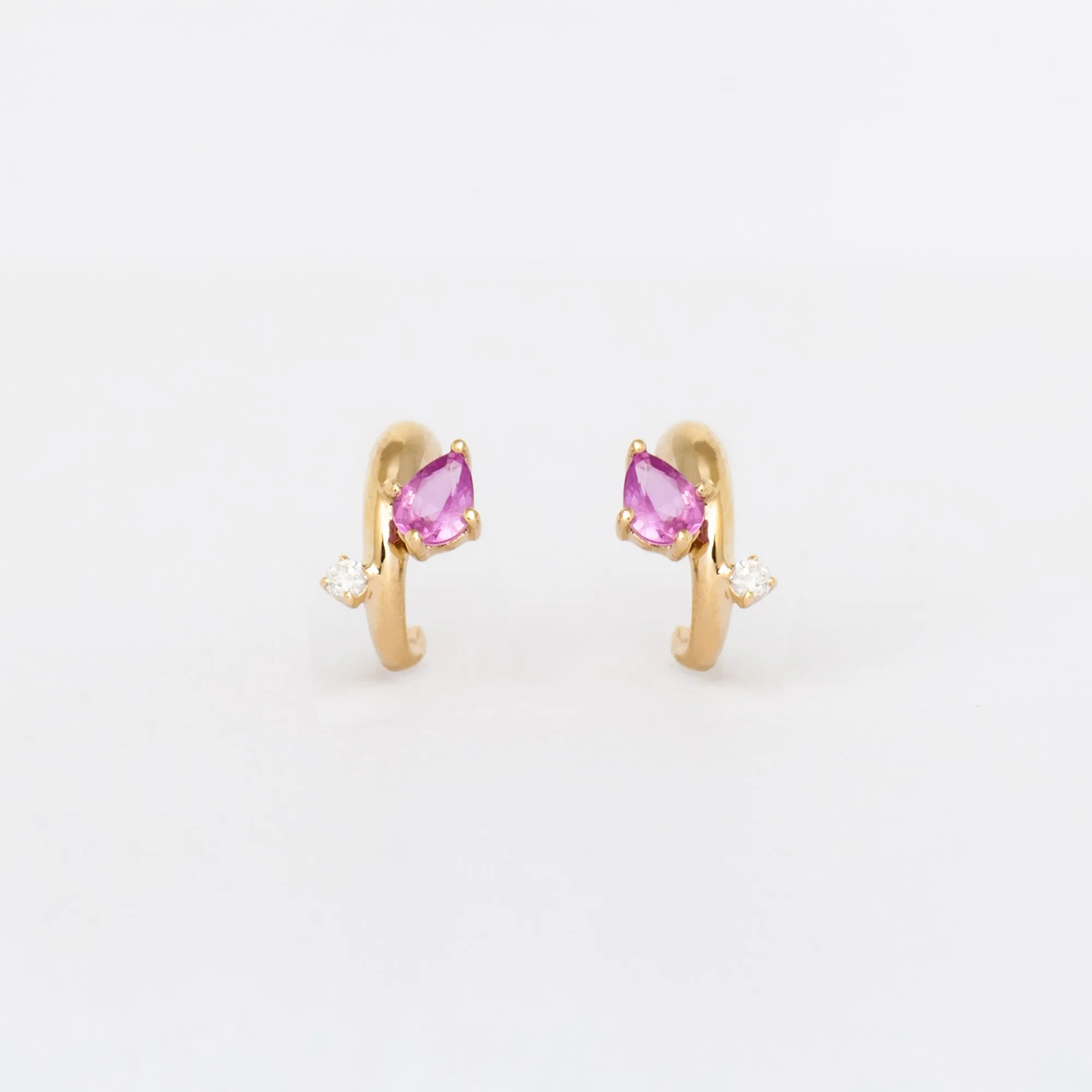 Premier Amigos Pink Sapphire & Diamond J Hoops