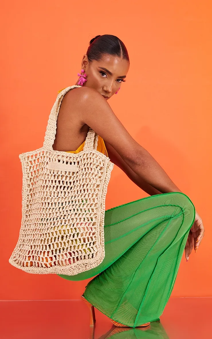 Prettylittlething Natural Woven Straw Bag