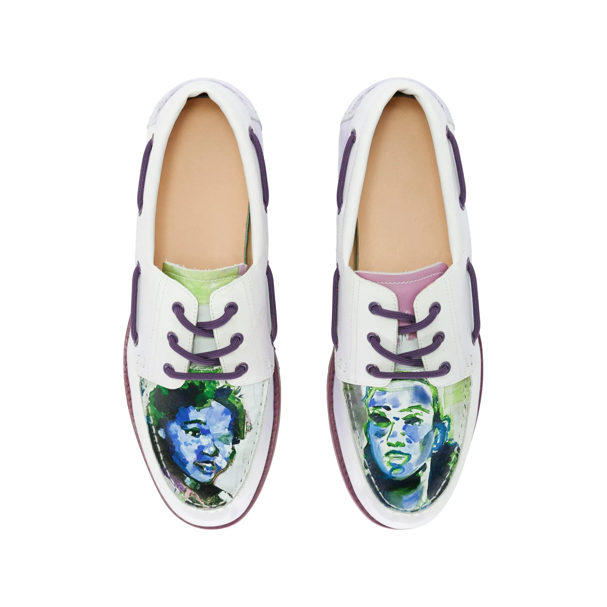 Printed Lace Lug Loafer [Purple]