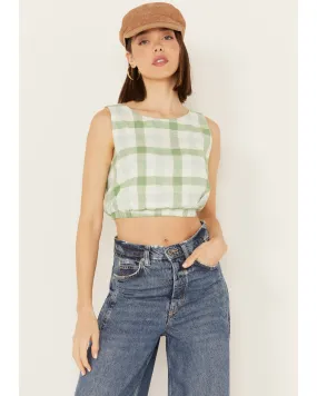 Product Name:  By Together Women's Gingham Print Cropped Sleeveless Top