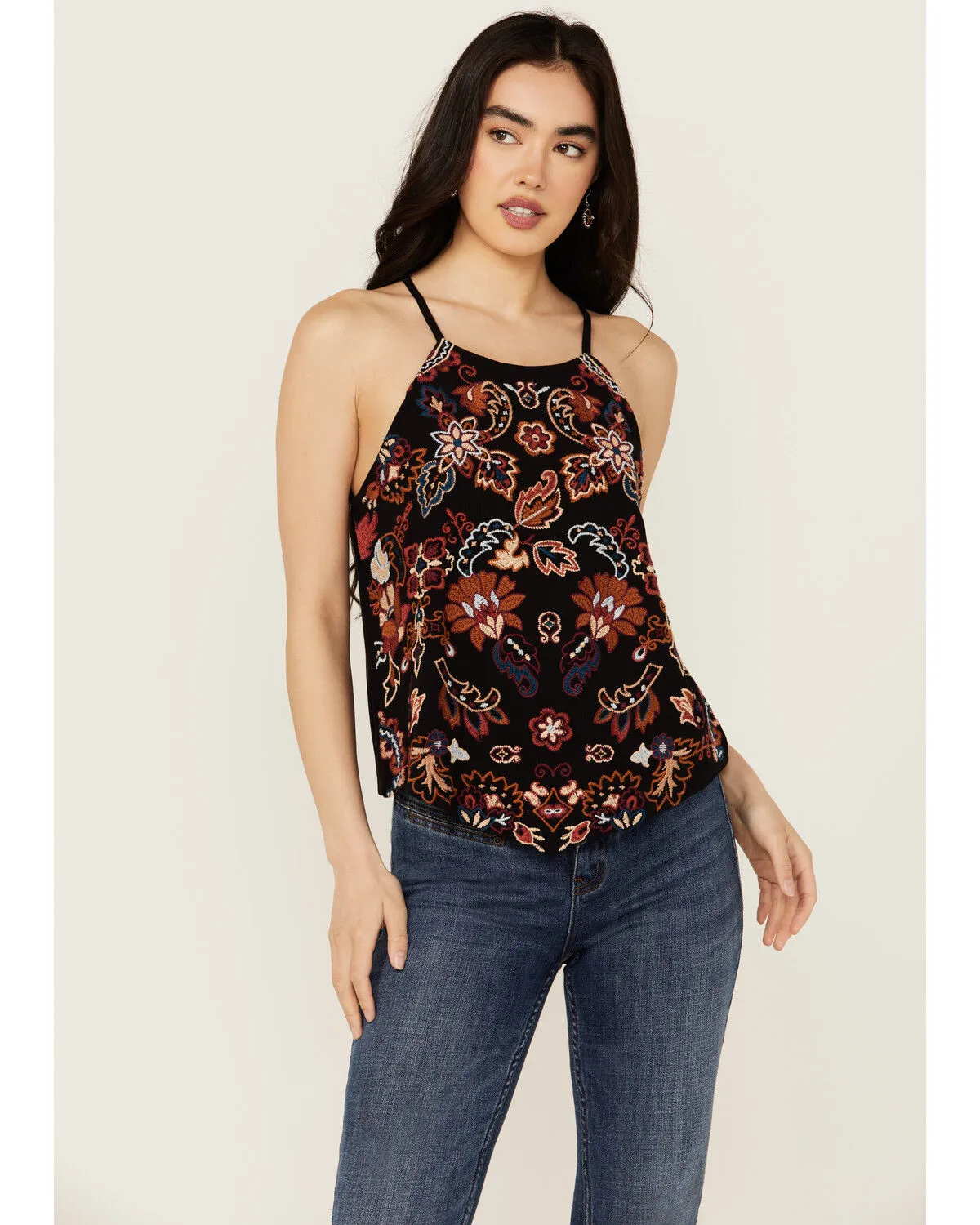 Product Name:  Idyllwind Women's Scrolling Floral Haze Embroidered Sleeveless Top