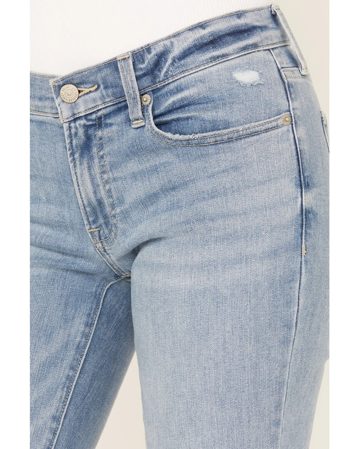 Product Name:  Lucky Brand Women's Light Wash Capsize Destruction Mid Rise Sweet Flare Jeans