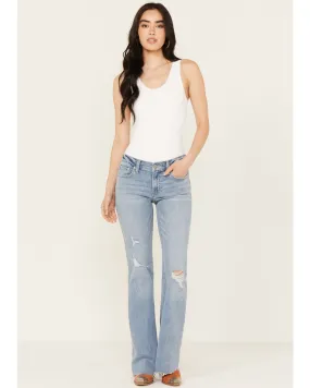 Product Name:  Lucky Brand Women's Light Wash Capsize Destruction Mid Rise Sweet Flare Jeans