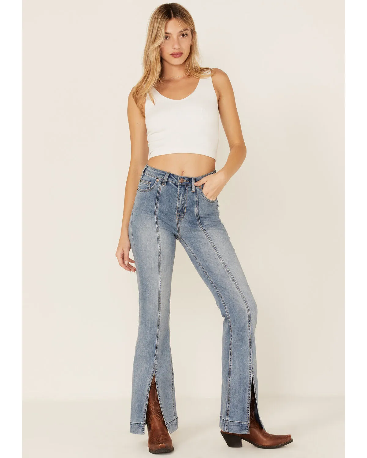 Product Name:  Rock & Roll Denim Women's Slit Front Trouser Jeans