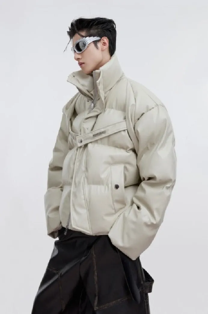 PU Leather Down Jacket