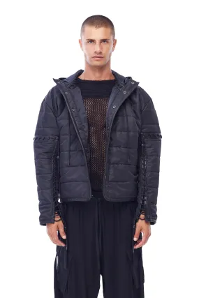 PUFFER JACKET WITH LACING IN BLACK