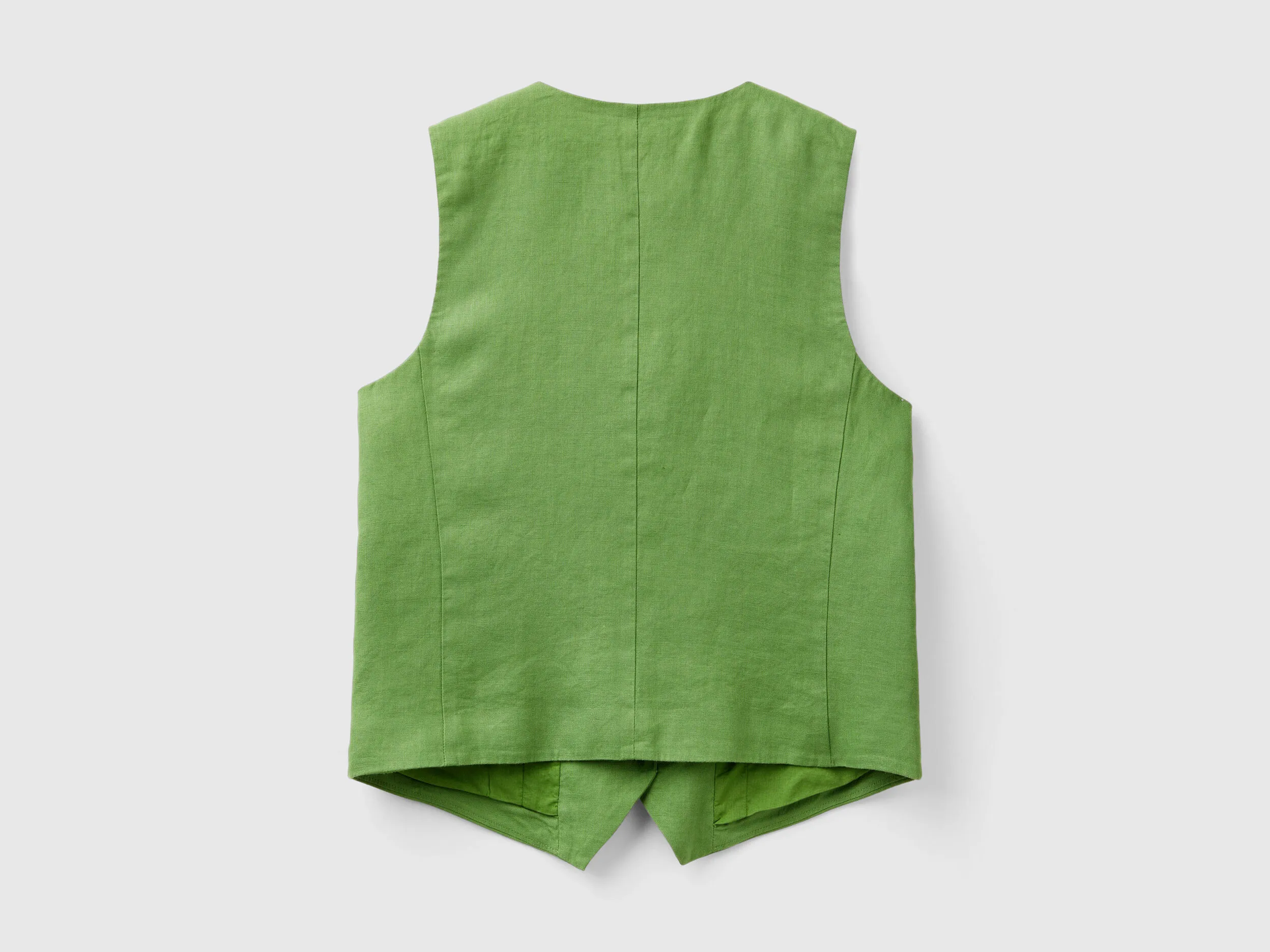 Pure linen vest - Military Green | Benetton