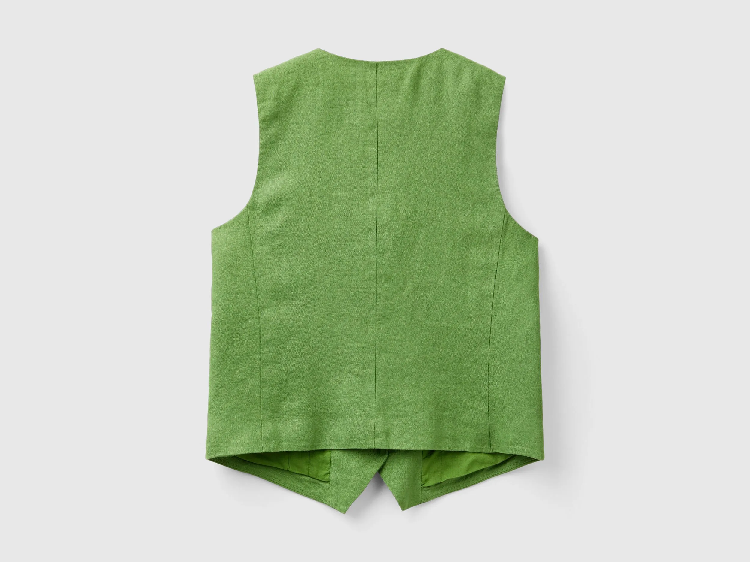 Pure linen vest - Military Green | Benetton