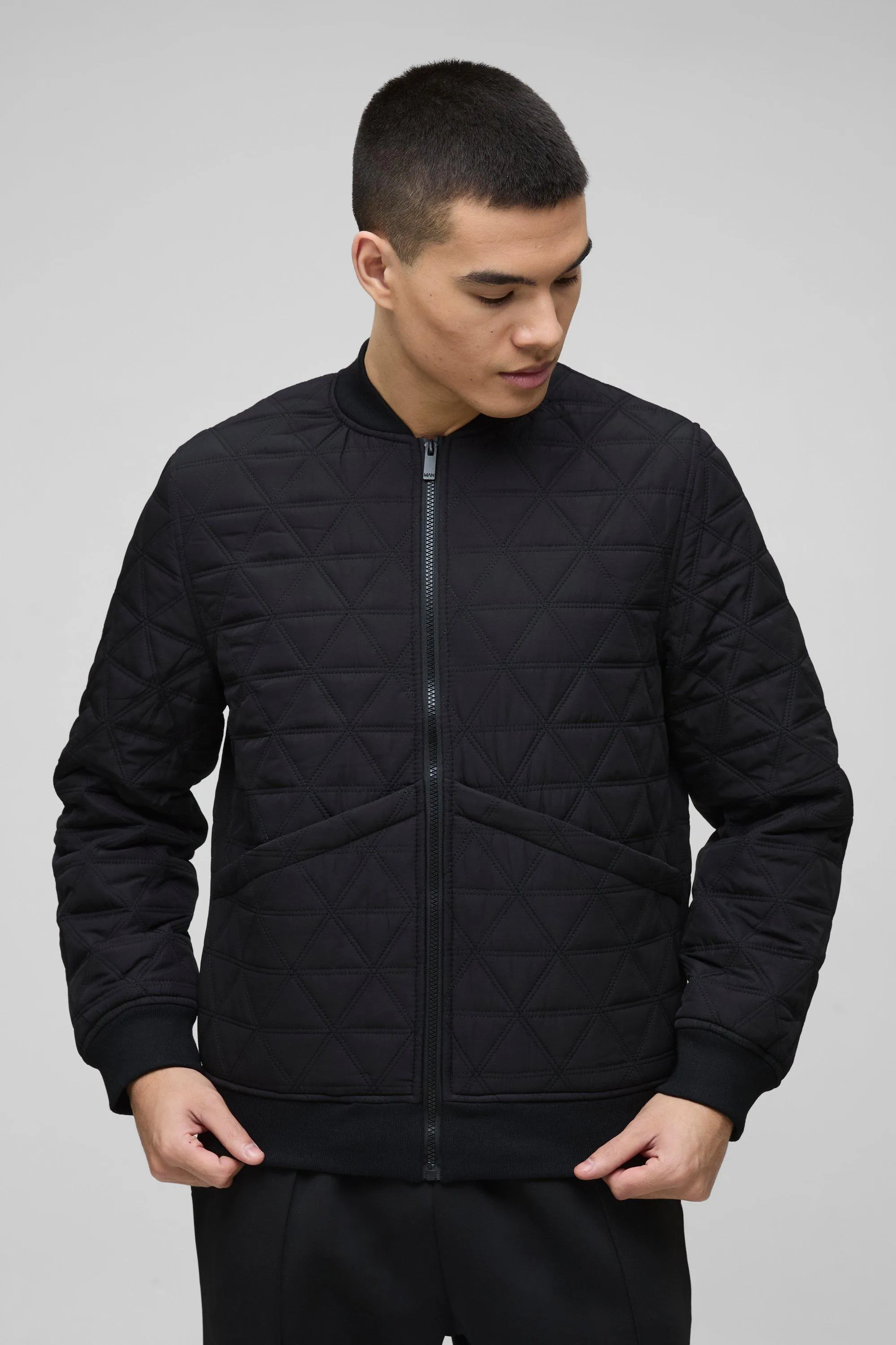Quilted Bomber Jacket In Black