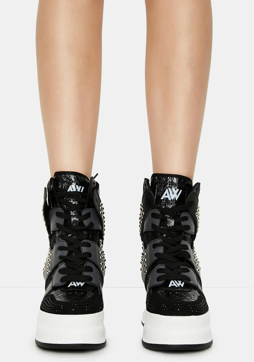 Quince Studded Wedge Sneakers-