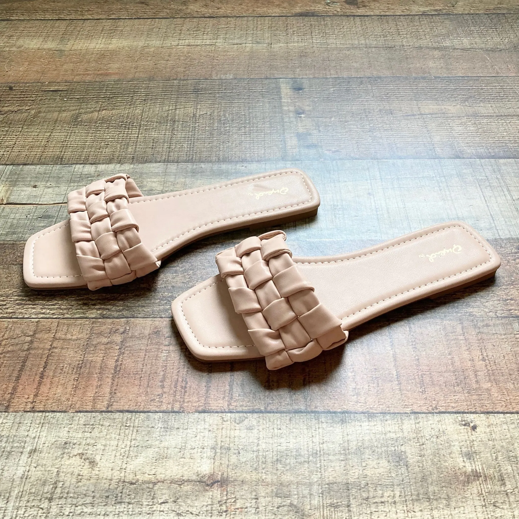 Qupid Blush Pink Slide On Sandals- Size 9