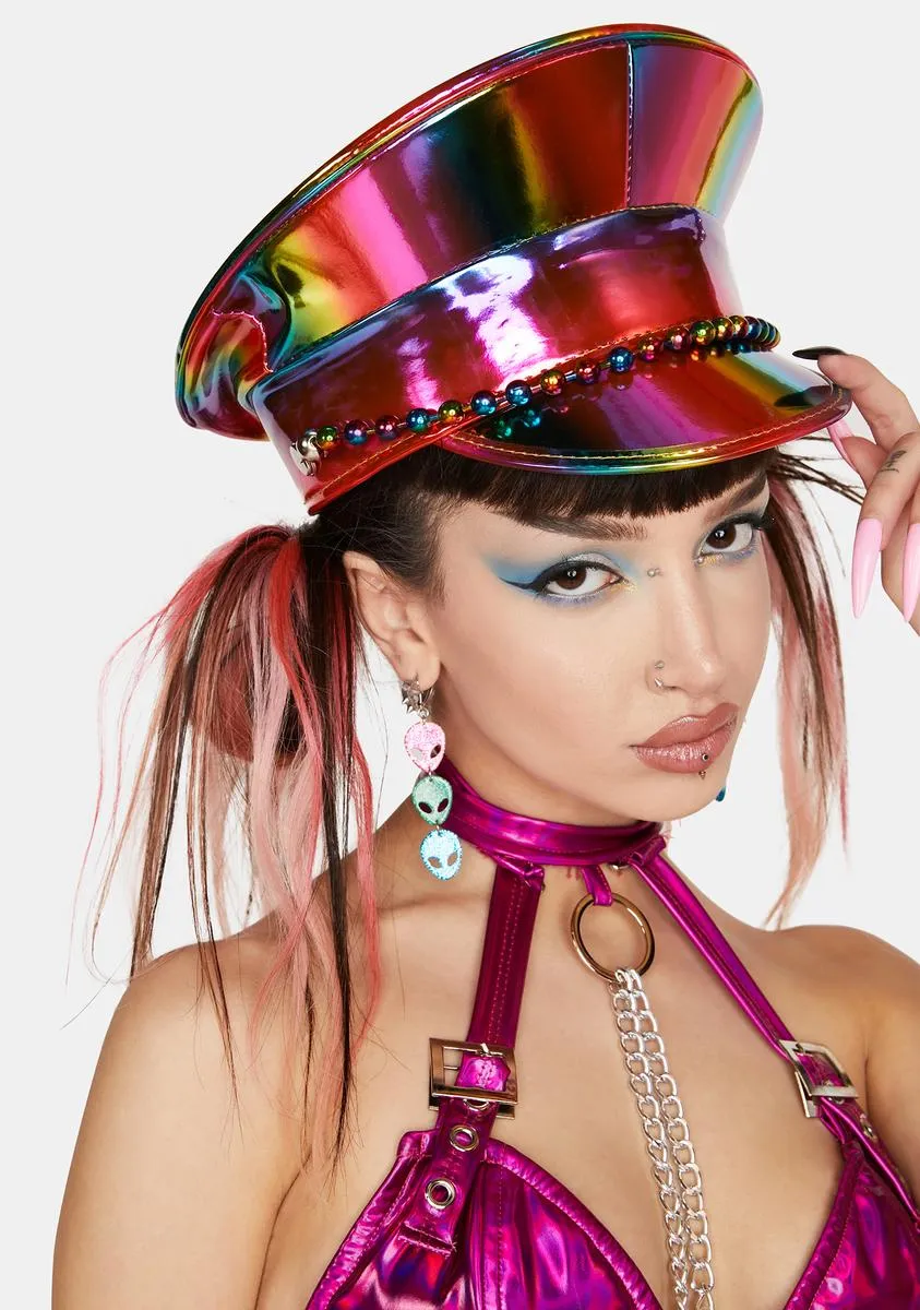 Rainbow Ball Chain Captain Hat-