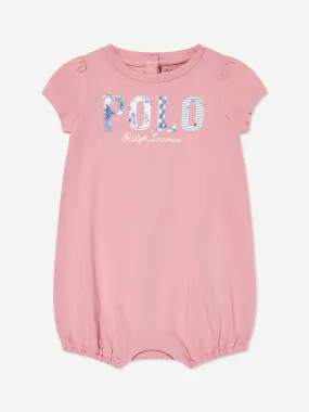 Ralph Lauren Baby Girls Polo Romper in Pink