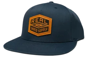 REAL Shred Supply Leather Patch Hat-Navy