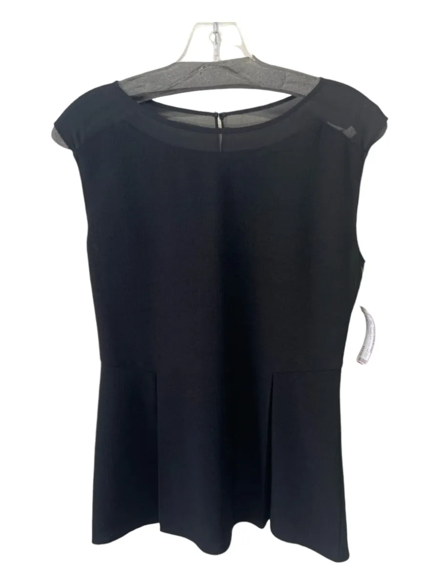 Rebecca Taylor Size 2 Black Polyester Mesh Panel Sleeveless Peplum Top