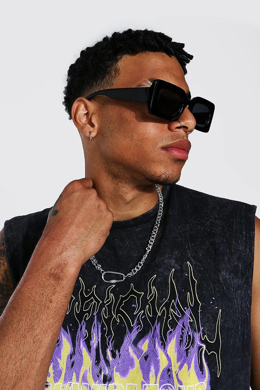 Rectangular Sunglasses | boohooMAN UK