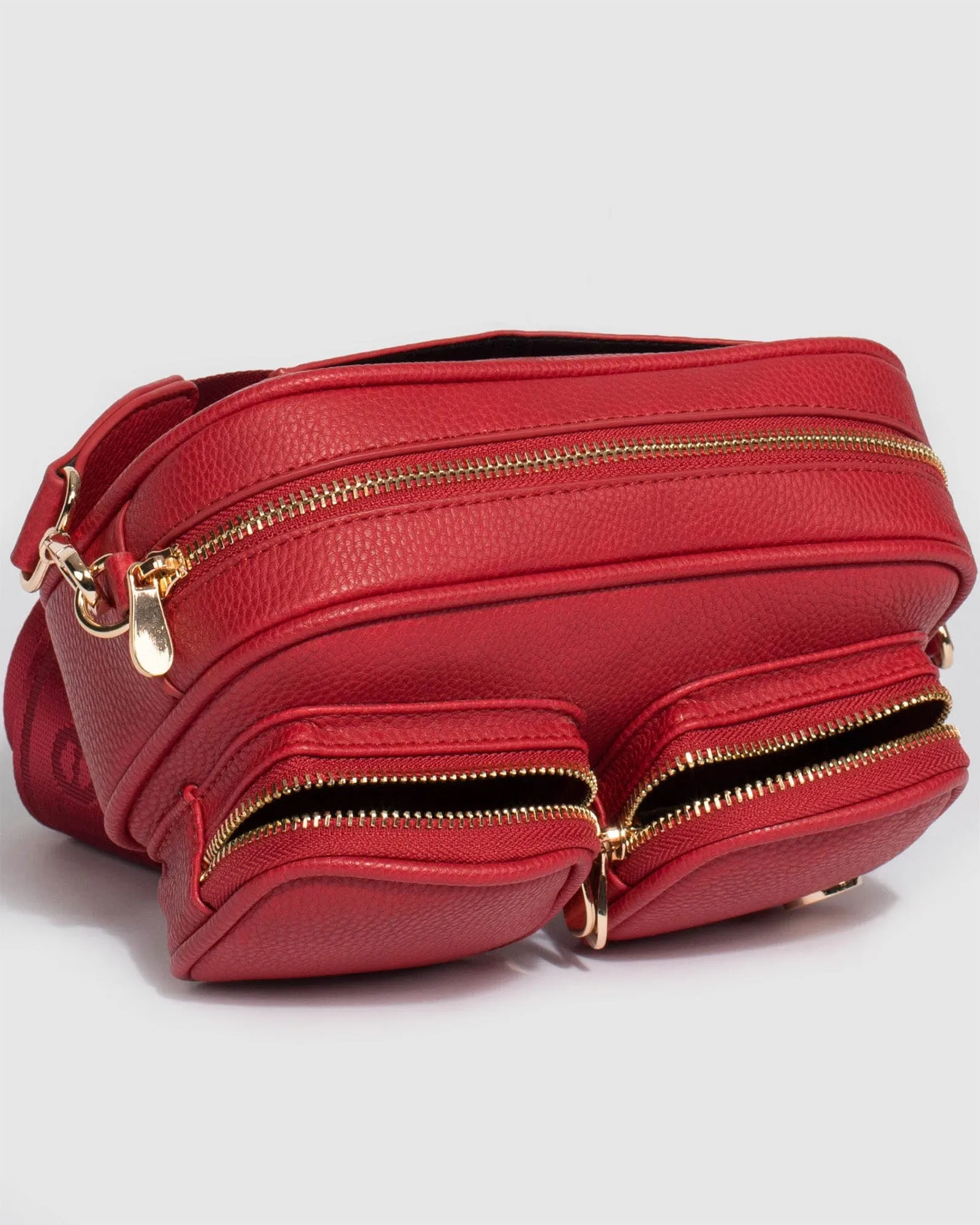 Red Amalia Double Pocket Crossbody Bag