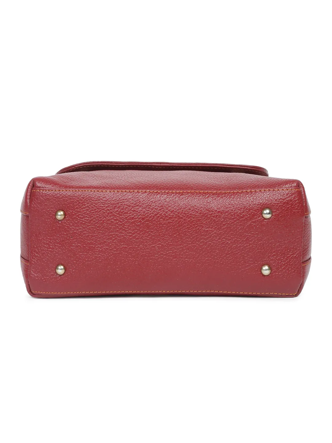 Red Leather Structured Shoulder Bag