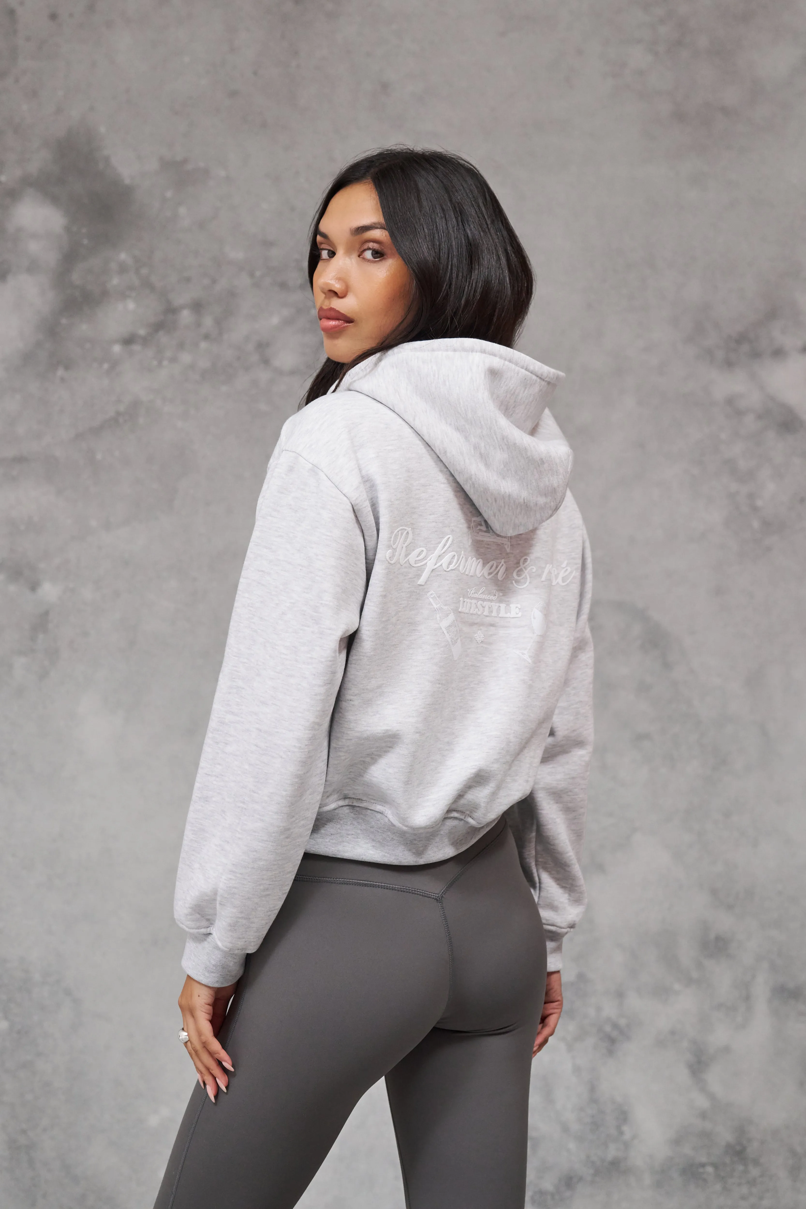 REFORMER & ROSE ZIP THROUGH HOODIE - GREY MARL