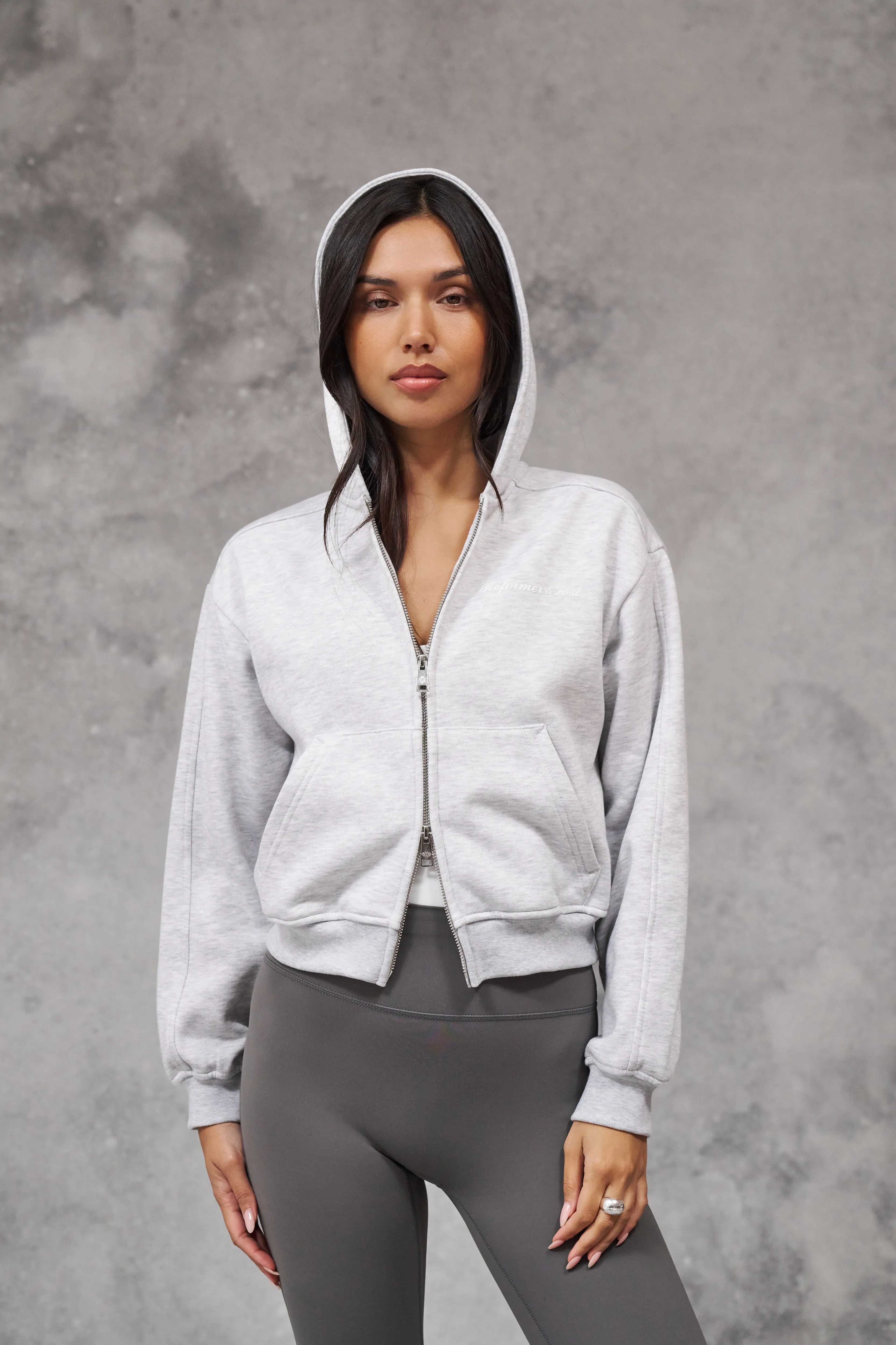 REFORMER & ROSE ZIP THROUGH HOODIE - GREY MARL