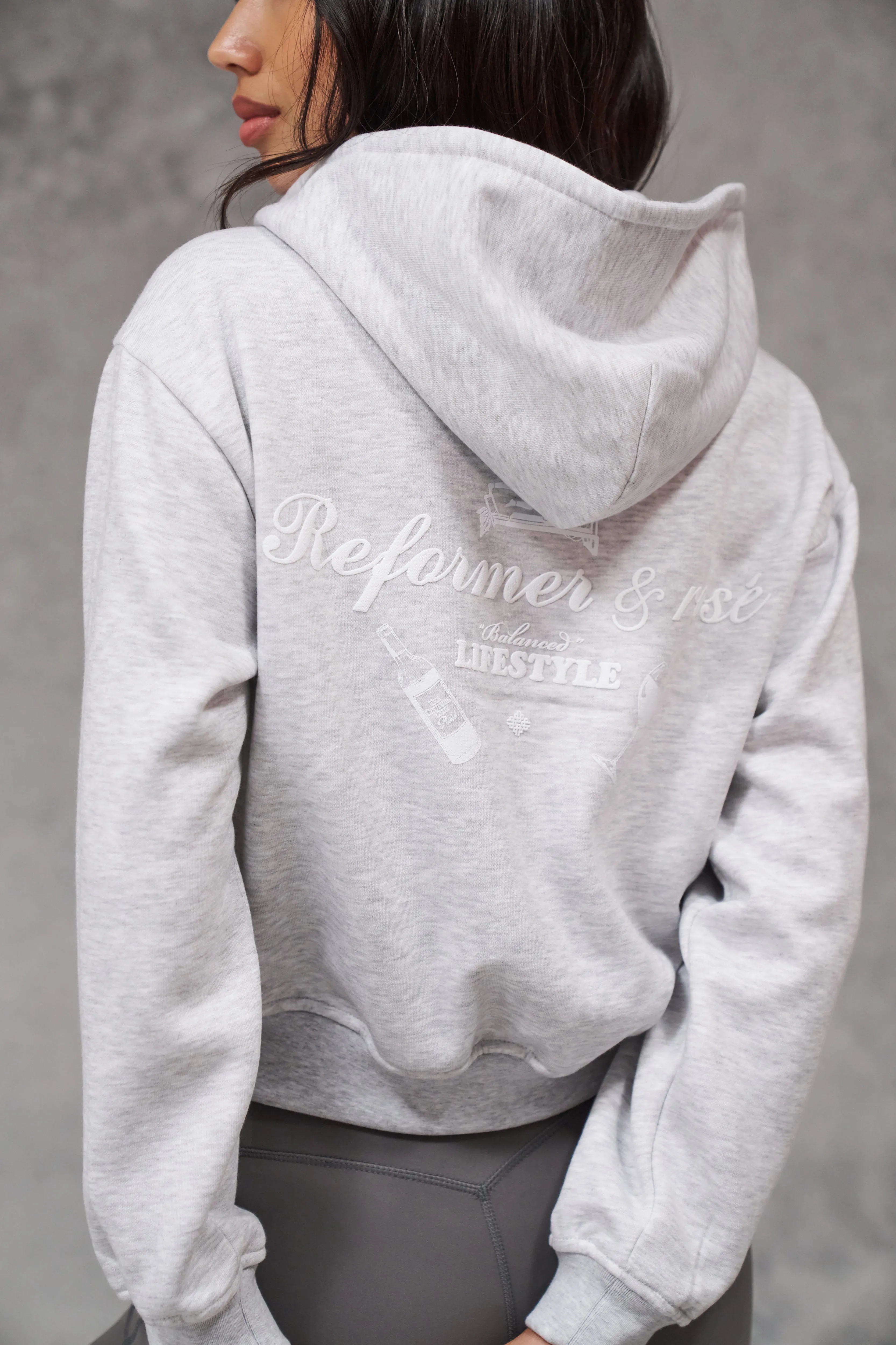 REFORMER & ROSE ZIP THROUGH HOODIE - GREY MARL