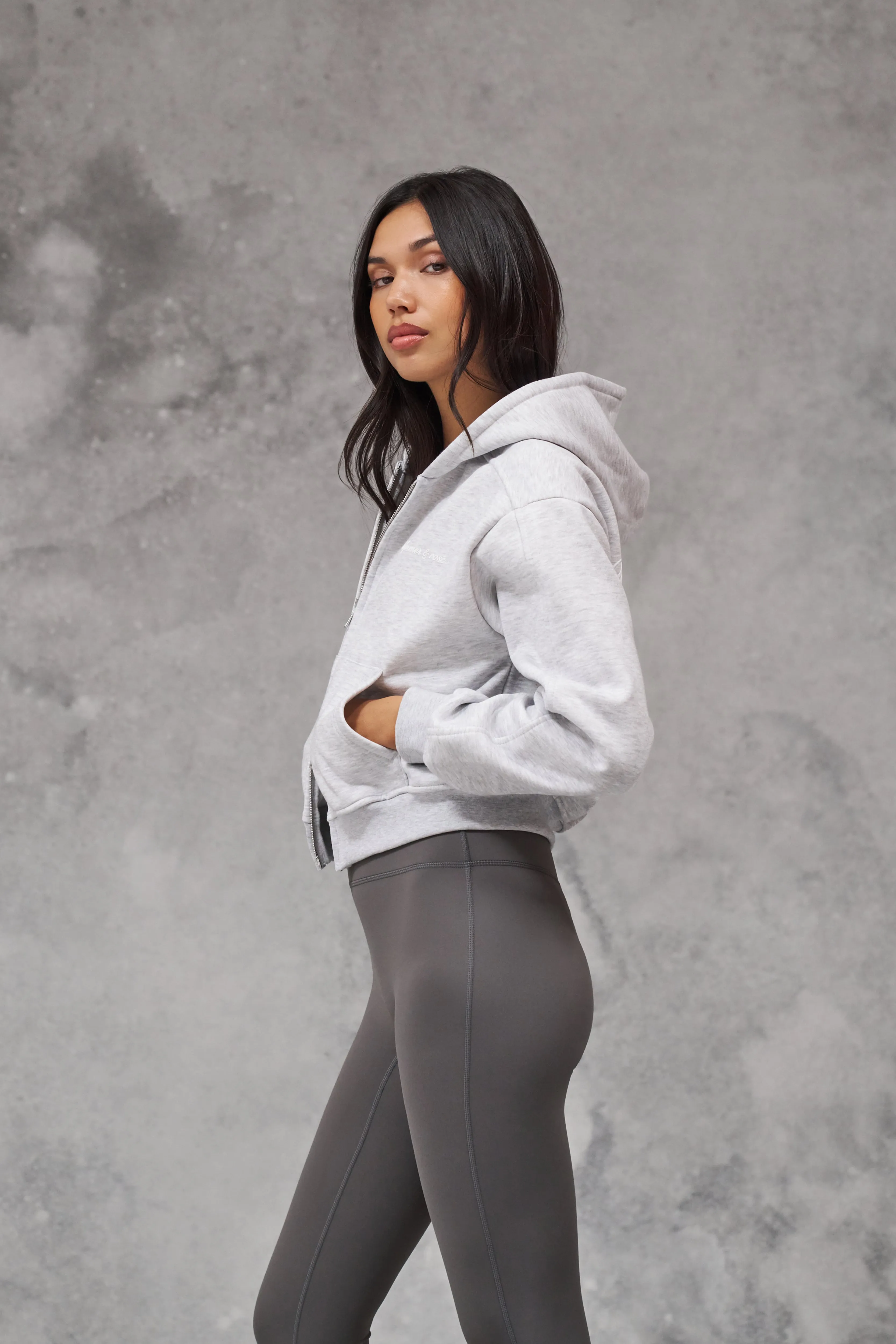 REFORMER & ROSE ZIP THROUGH HOODIE - GREY MARL