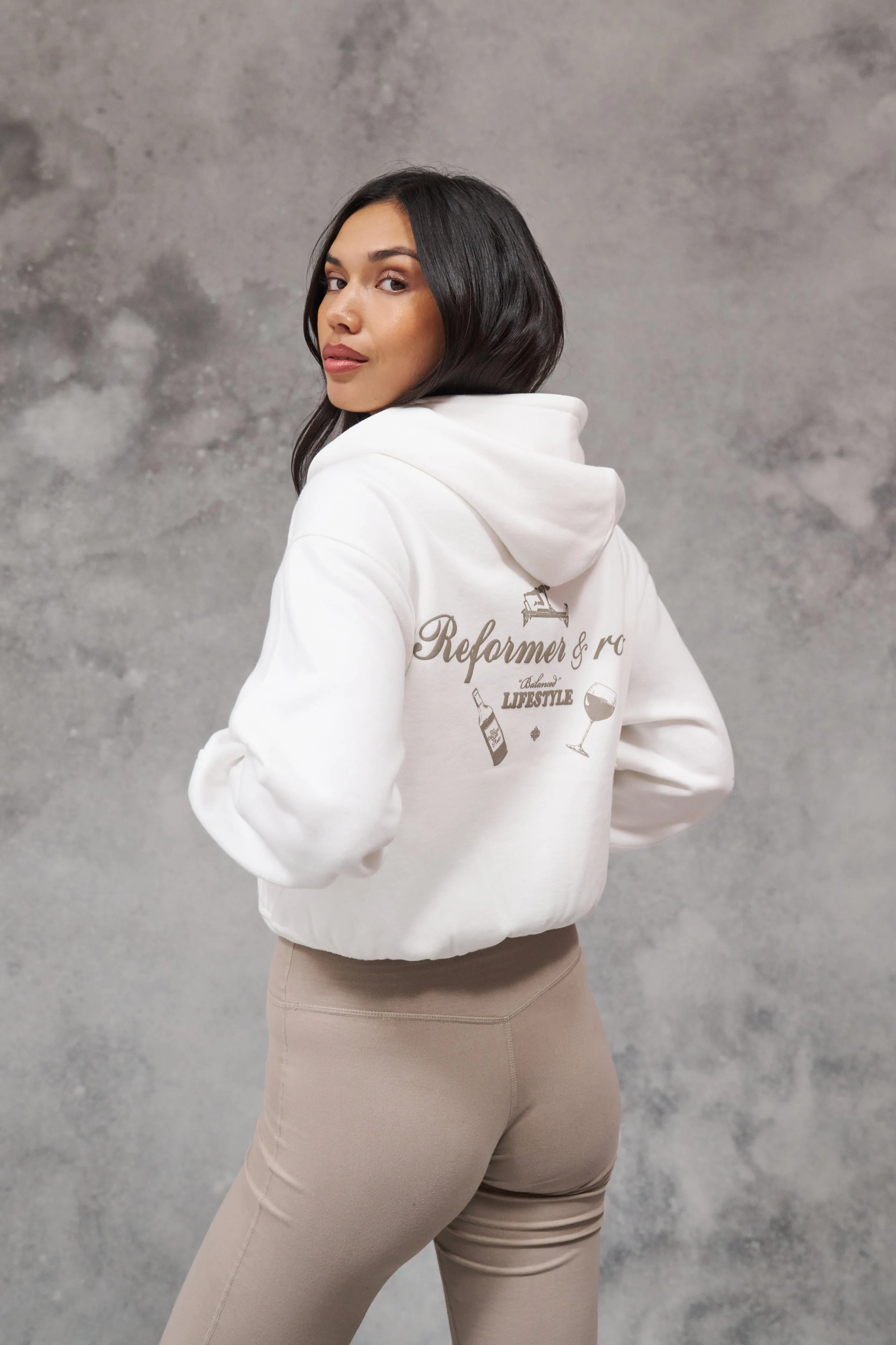 REFORMER & ROSE ZIP THROUGH HOODIE - OFF WHITE